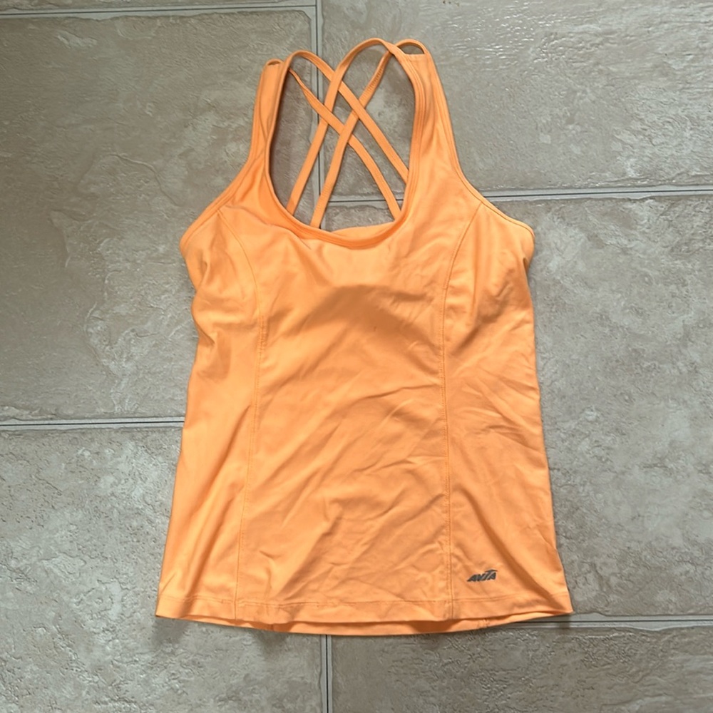 Neon orange Avia built-in bra workout top